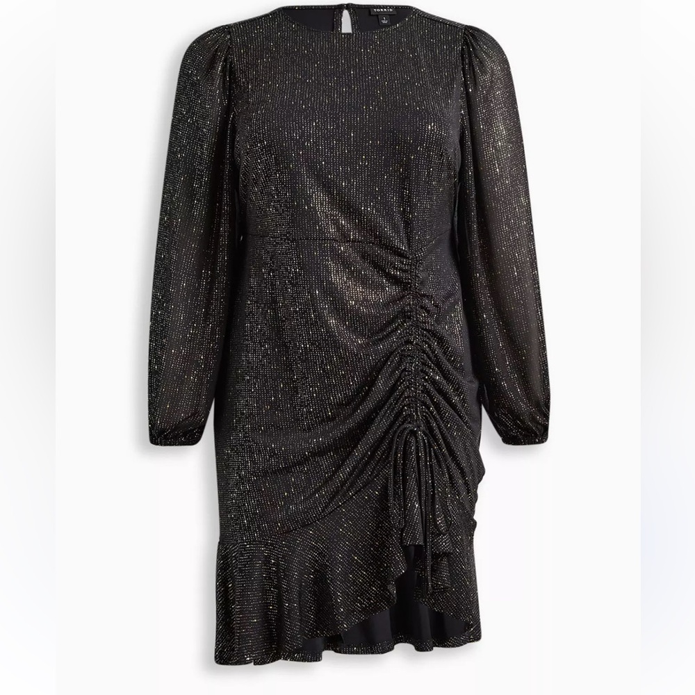 Torrid Mini Studio Knit Ruched Dress Elegant Dress with Ruffle Hem oh.